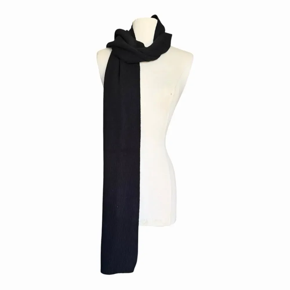 Kenneth Cole New York Black Wool Cashmere Scarf Men’s NWT Soft Knit Winter